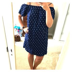 Blue shoulder dress